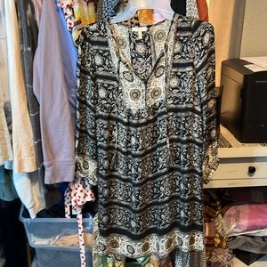 JOIE 100% Silk Black Paisley Dress Size XS